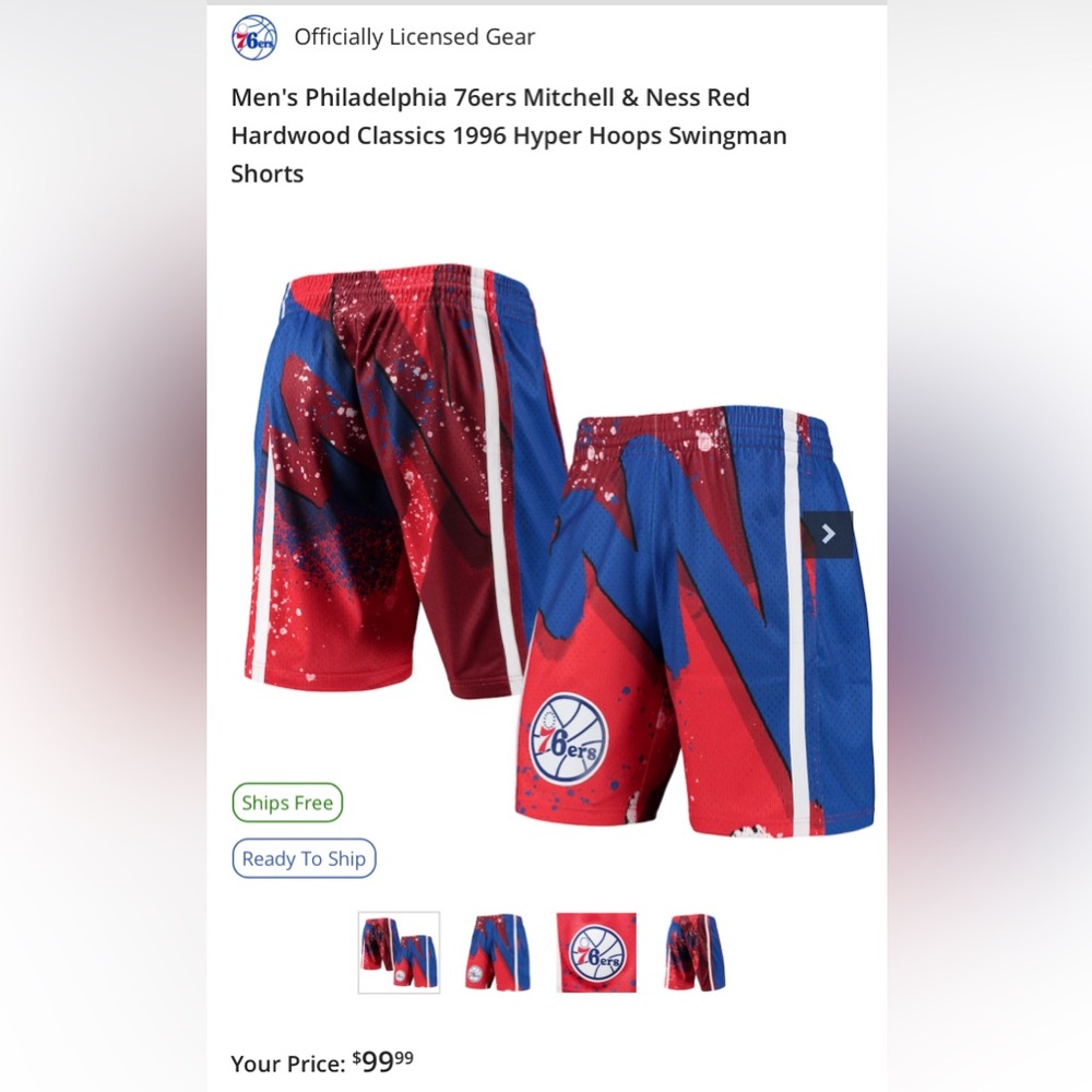 SIXERS Swingman Basketball Shorts